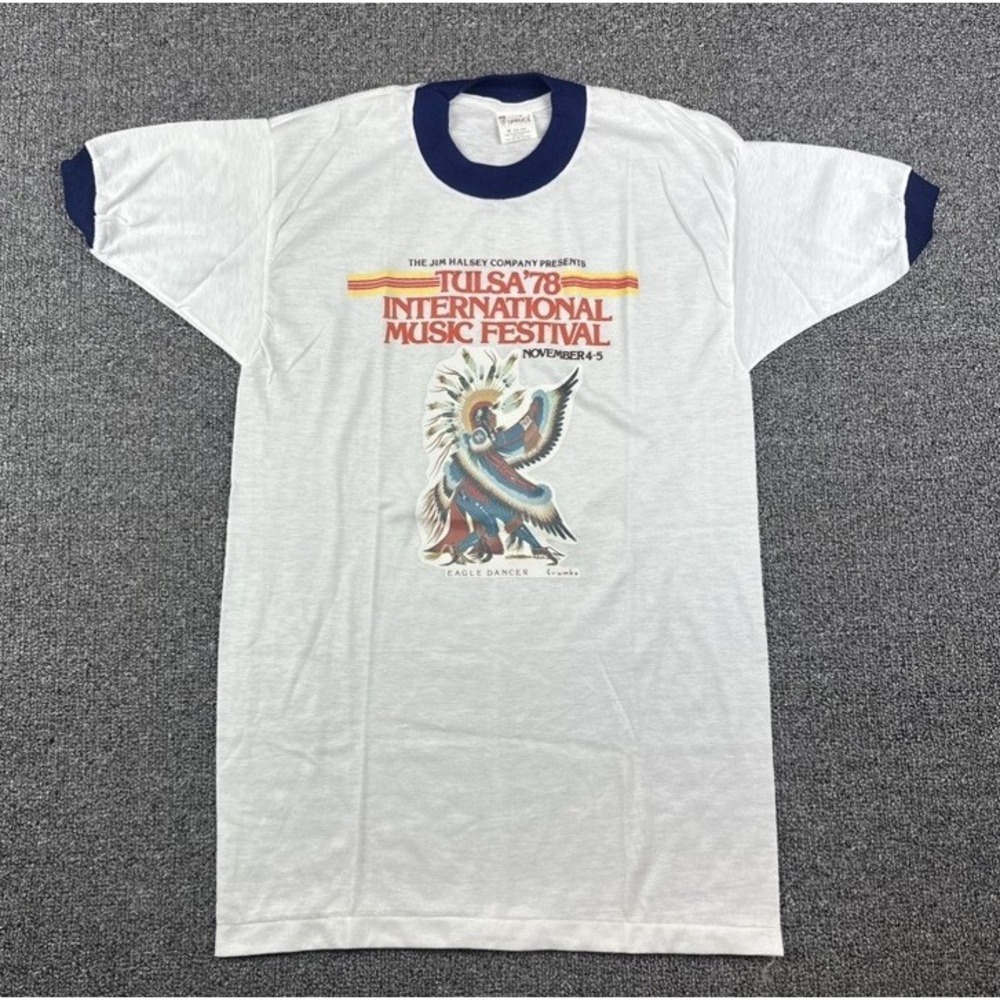 DEADSTOCK‎ 1978 Tulsa International Music Festival Vintage 70s Ringer T-Shirt M